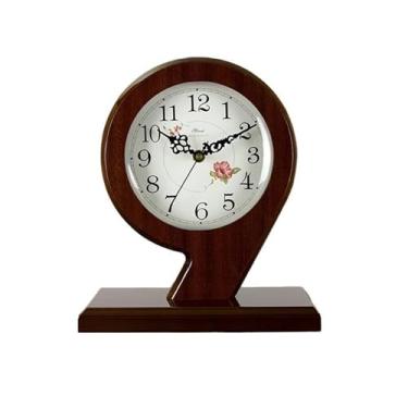 Imagem de Decoração de casa estilo chinês vintage silencioso relógio de mesa relógio de mesa simples sala de estar relógio de assento HD lente de vidro para quarto sala de estar decoração interna bancada