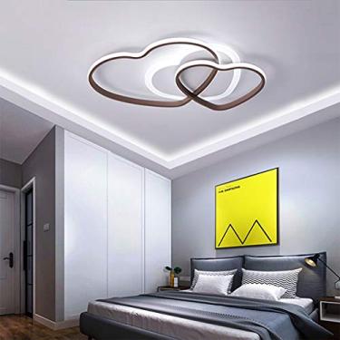 Imagem de Luminária de teto LED para bebê, luminária infantil com desenho animado, lustre moderno e criativo para quarto de menino ou menina, design em formato de coração, cúpula de acrílico, marrom.