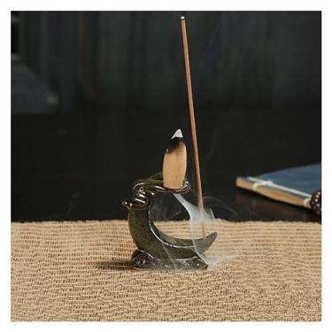 Imagem de Buda decorativo, parte de cachoeira, suporte criativo, mini refluxo, queimador de casa de chá, cone, cerâmica, decoração de casa, escritório, apanhador de cinzas de incenso (Mini 1)