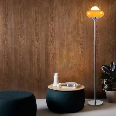 Imagem de MIXL - Luminária de chão laranja moderna de meados do século, lâmpada de cogumelo estilo Bauhaus para leitura, lâmpada alta de pé com abajur de vidro para sala de estar, quarto e escritório