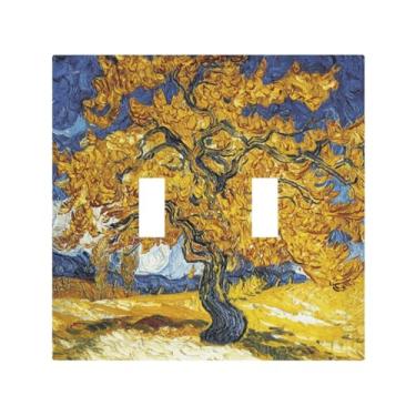Imagem de Placa de parede dupla com padrão de amoreira interruptor decorativo placa de tomada elétrica adequada para banheiro, cozinha, sala de estar, quarto