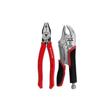 Imagem de VAMPLIERS Conjunto de alicates de extração de parafusos especiais de 2 peças: inclui alicate de travamento JAWZ de 19 cm + alicate Pro Linesman de 20 cm com cortador de arame: VT-001-S2N.