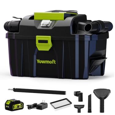 Imagem de YOWMOFT Aspirador de pó sem fio de 20 V, aspirador de pó de 2,5 galões com bateria de 4,0 Ah e carregador, aspirador portátil com filtro HEPA, aspirador de pó pequeno para casa, carro, garagem