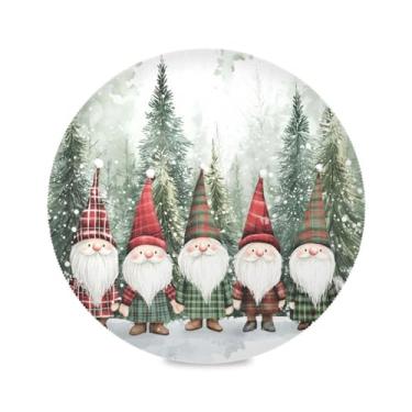 Imagem de STAYTOP Jogo americano redondo com gnomos de Natal fofos, 4 peças, tapetes de mesa antiderrapantes fáceis de limpar para decoração de mesa de festa e churrasco