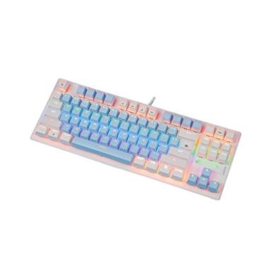 Imagem de U5GAAALPPQ9 Teclado mecânico para laptop, teclado para jogos com fio, LED, arco-íris, jogos, retroiluminado, mini teclado compacto, compatível com PC/teclado de computador (cor: 2)