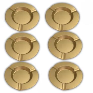 Imagem de Cinzeiros Redondo Dourado Coletor de Resíduos Para Bares Lanchonetes Resistente Lavável(Kit 6)