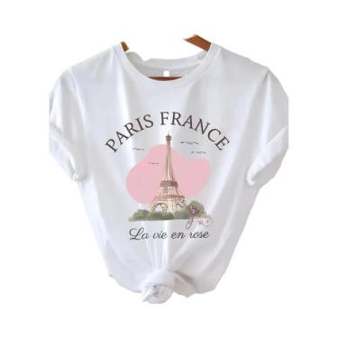 Imagem de Camiseta Feminina Vintage com Gola Redonda e Manga Curta - Estampa Tor