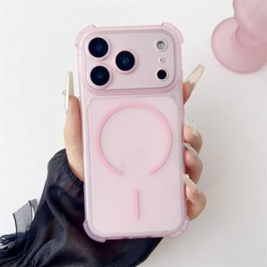 Imagem de Capa protetora transparente fosca para iPhone 17 16 15 14 13 12 Pro Max Air Plus com lente protetora em TPU macio (para iPhone 13 Pro/Rosa)
