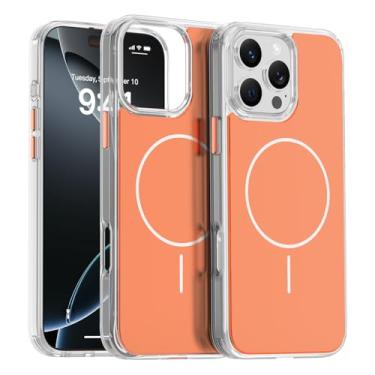 Imagem de Lunivop Capa de celular compatível com iPhone 16 Pro Max de 6,9 polegadas 【Compatível com Magsafe】 Anti-amarelamento magnético militar - Proteção robusta de grau para 16 Pro Max 17.5 cm (laranja claro