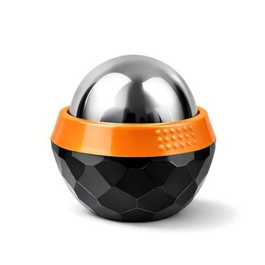 Imagem de Huecozo Bola de massagem com base de aderência, bola de precisão de 6 cm para pernas pós-treino e panturrilhas, resfriamento de aço inoxidável, rolamento suave controlado em 360°, também para pescoço