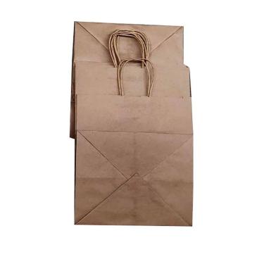 Imagem de Sacola Papel Delivery Kraft 120G 25X22X30Cm Pacote Com 100