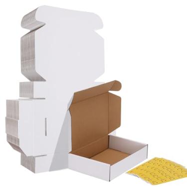 Imagem de HORLIMER Conjunto de 30 caixas de envio de 22 x 15 cm, caixa de correio de papelão ondulado branco para embalar pequenas empresas