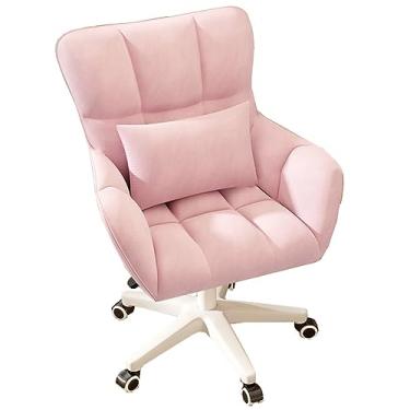 Imagem de Cadeira de veludo para escritório em casa, cadeiras de mesa com encosto médio com almofada lombar, cadeiras de tarefas ajustáveis com braços, cadeira giratória giratória para computador, jogos para