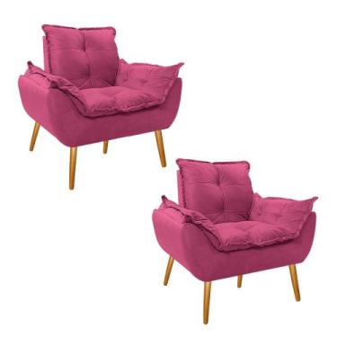 Imagem de Kit 02 Poltronas Opala Palito Sintético - Amarena Móveis, Pink