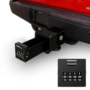 Imagem de Cofre de armazenamento de engate de reboque oculto com trava de combinação de 4 dígitos