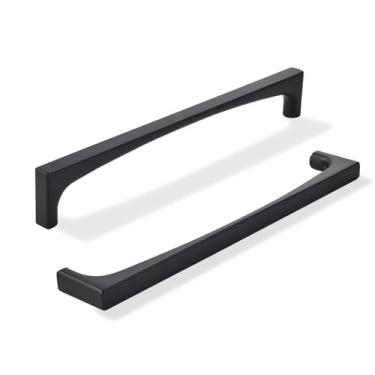 Imagem de khtumeware Pacote com 3 puxadores sólidos para eletrodomésticos pretos puxadores de armário preto fosco de 305 mm, alças de latão escovado resistentes para armários de cozinha, armários, gavetas e