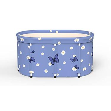 Imagem de ZUOZUIYQ Banheira dobrável portátil para adultos, não inflável com suporte, banheira de vapor para uso ao ar livre, adequada para a família, 100 x 66 x 56 cm