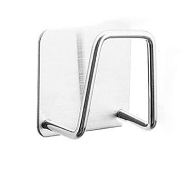 Imagem de Suporte de esponja de pia de aço inoxidável para cozinha, suporte autoadesivo, escorredor, ganchos de parede, acessórios e organizador de armazenamento