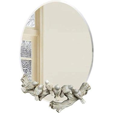 Imagem de Espelho de banheiro de parede europeu espelho oval de pássaro espelho de maquiagem espelho de maquiagem espelho de barbear moda decoração de banheiro (60 * 41 cm) (tamanho: 60 * 41 cm) (tamanho: 60 *