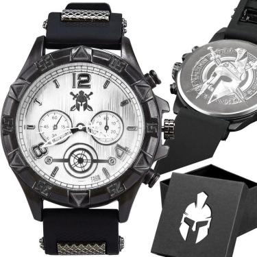 Imagem de Relogio Masculino Premium Aço Preto Inox Gladiador Original Branco Analogico Garantia Ajustavel