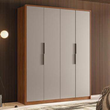 Imagem de Guarda Roupa Casal 4 Portas 3 Gavetas Attore Nogueira/nude Prime Tx Démobile Prime Tx