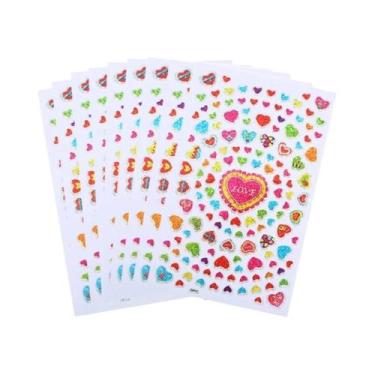 Imagem de Adesivos De Scrapbook Em Formato De Estrela, Coração E Pontos Arco-Íri