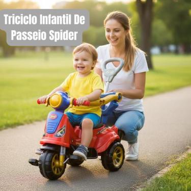 Imagem de Triciclo Motoca Motoquinha Infantil De Passeio E Pedal Andador Com Has