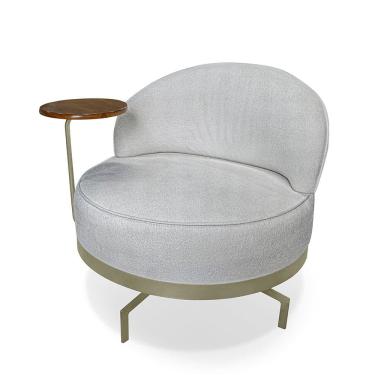 Imagem de Poltrona Decorativa Giratória Orgânica Glamour Boucle Cinza - Loja Sheep