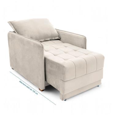 Imagem de Poltrona Cama Reclinável Retrátil Viena Veludo Castor - Loja Sheep