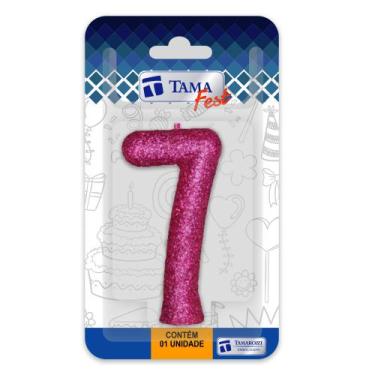 Imagem de Vela de aniversário Número Pink Nº 7 com 10 un. - TAMAROZZI EMBALAGENS