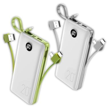 Imagem de Power Bank 20.000mAh com Cabos Integrados USB-C, V8 (Micro-USB), Lightning e USB-A – Display Digital, Carga Rápida USB + Type-C, Até 4 Cargas no Celular, Alta Capacidade para iPhone e Android