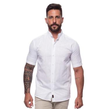 Imagem de Camisa Masculina Linho Manga Curta Gola Padre Lisa Casual - Teodoro, B