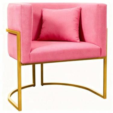 Imagem de Poltrona - Cadeira Luna Base Metalica Smf Decor Cor:rosê