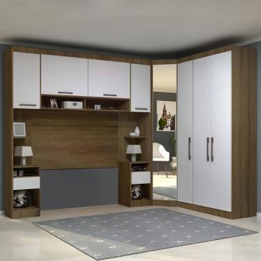 Imagem de Guarda Roupa Casal Modulado Cp04 Delphi Avelã/Branco L01 - Mpozenato