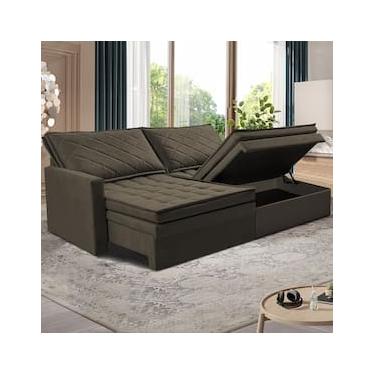 Imagem de Sofá 3 Lugares Cama InBox Marselha II Retrátil/Reclinável com Baú Revestimento Suede Ve...