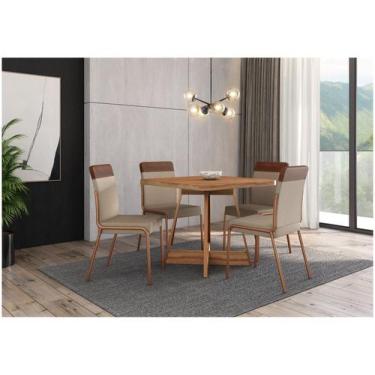 Imagem de Conjunto Sala de Jantar 4 Cadeiras Seul Carraro Nogal, Nogal