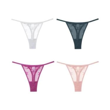 Imagem de Conjunto De 4 Tangas De Renda De Cintura Baixa Confortáveis, Calcinhas
