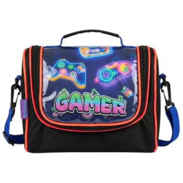 Imagem de Lancheira Térmica Escolar Infantil Juvenil Transversal Bolsa Gamer Masculino Menino Cristal Grande Impermeavel Isolada Passeio