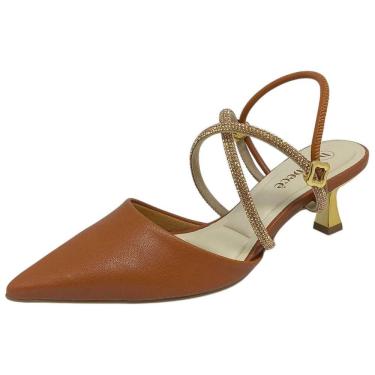 Imagem de Sapato Feminino Slingback Salto Taça Elegante Strass Bebece