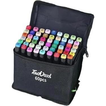 Imagem de 24/36/48/60/80/120 peças Caneta Marcadora Ponta Dupla Aquarela Combo Touch Marcadoras Arte Desenho Cores Vibrantes Código por Cor Segurança Certificada Ideal para Estudantes Artistas Adultos (60)