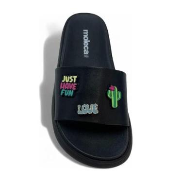 Imagem de Chinelo Moleca Slide Com Emoji, 35, Preto