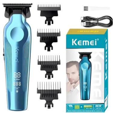 Imagem de Aparador Kemei 264 Corte Preciso Display Digital USB Barba Cabelo pres