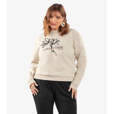 Imagem de Blusão Feminino Moletom Plus Size Secret Glam Bege, Plus G2, Bege