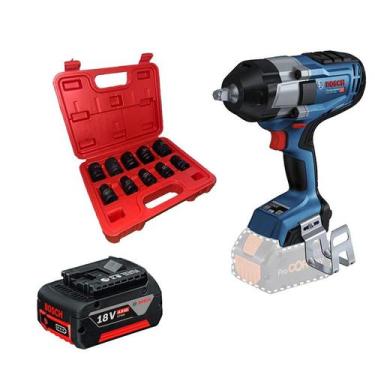 Imagem de Chave de Impacto Bosch BITURBO, ½, 18V, 1.000Nm com Bateria 4ah e Jogo