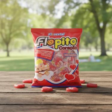 Imagem de Pirulito Coração Vermleho Morango 500g Doce Balas - Na