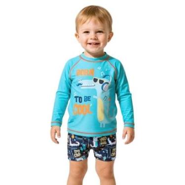 Imagem de Conjunto Praia Infantil Proteção UV 50+ Jacaré Turquesa Tip Top-Masculino