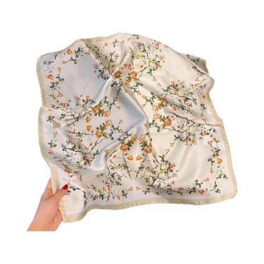 Imagem de Lenço De Seda Feminino 70x70cm Com Estampa Paisley, Xale Quadrado De L
