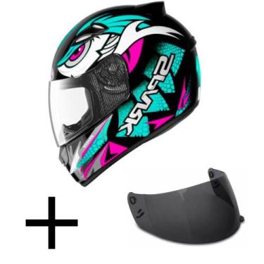 Imagem de Capacete Ebf New Spark Dragon Verde e Rosa Mais Viseira Fumê, 60