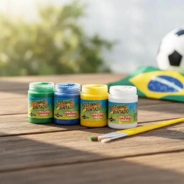 Imagem de 4 Tintas Líquidas Para Pintura Facial Torcida Copa Do Brasil - Rostinh