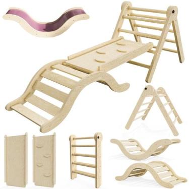 Imagem de Conjunto de brinquedos de escalada bbgroundgrm Pikler Triangle 5 em 1 